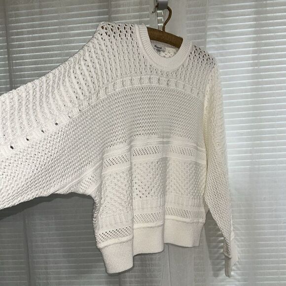 Madewell XL Off-White Lighthouse Open-Stitch Knit Dolman Cotton Pullover Sweater - Picture 9 of 14